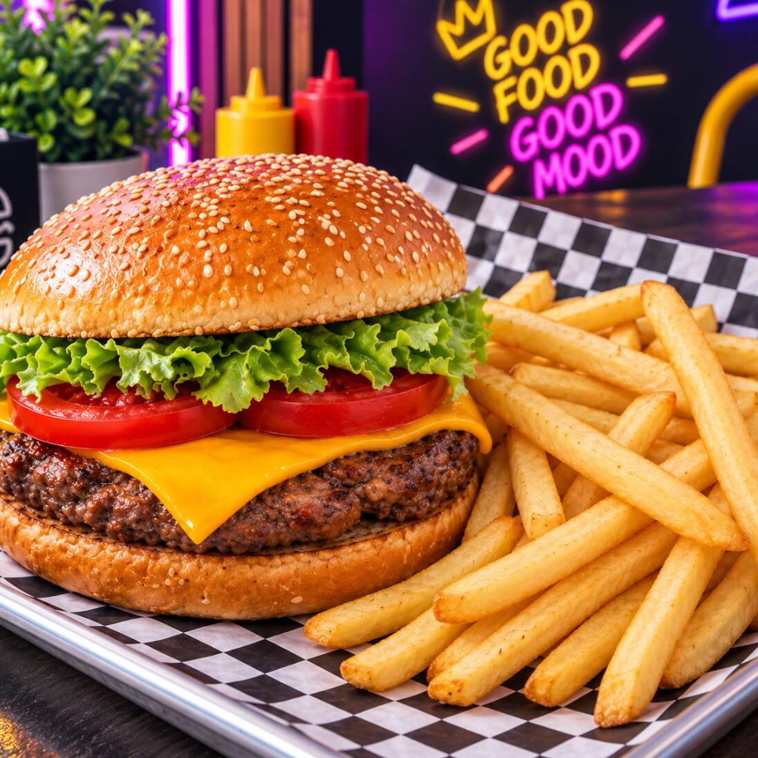 Hamburguesa De Arrachera Clásica/ Con Papas
