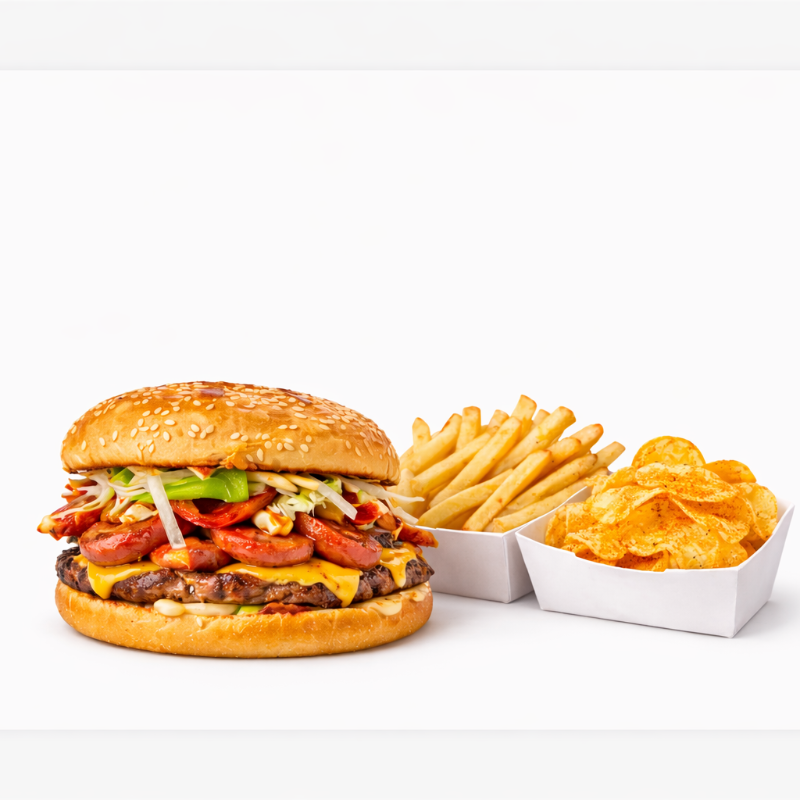 ALEMANA CON PAPAS A LA FRANCESA O CHIPS