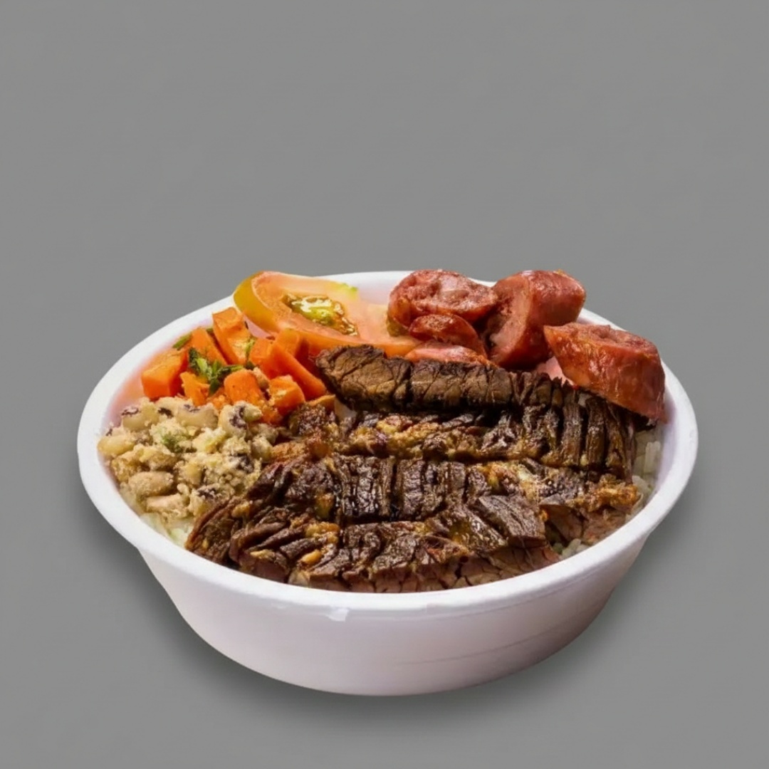 + 4 acompanhamentos - arroz feijao tropeiro macarao salada do dia