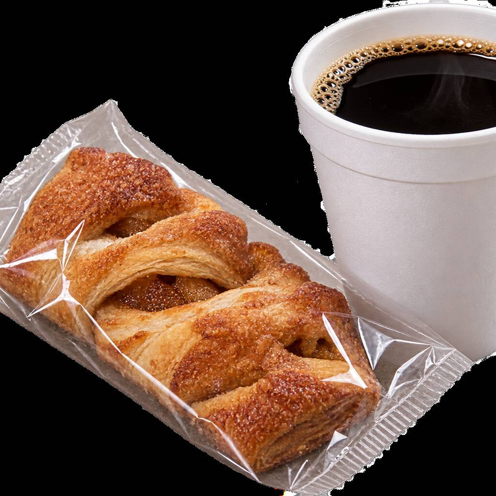 Mini strudel de manzana (pan dulce) con cafe olla