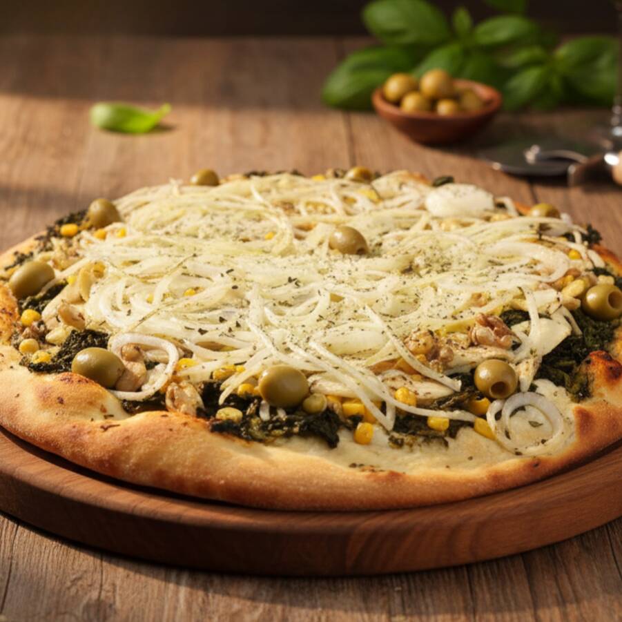 Palmito, Champignon, Escarola, Ervilha, Milho e Cebola