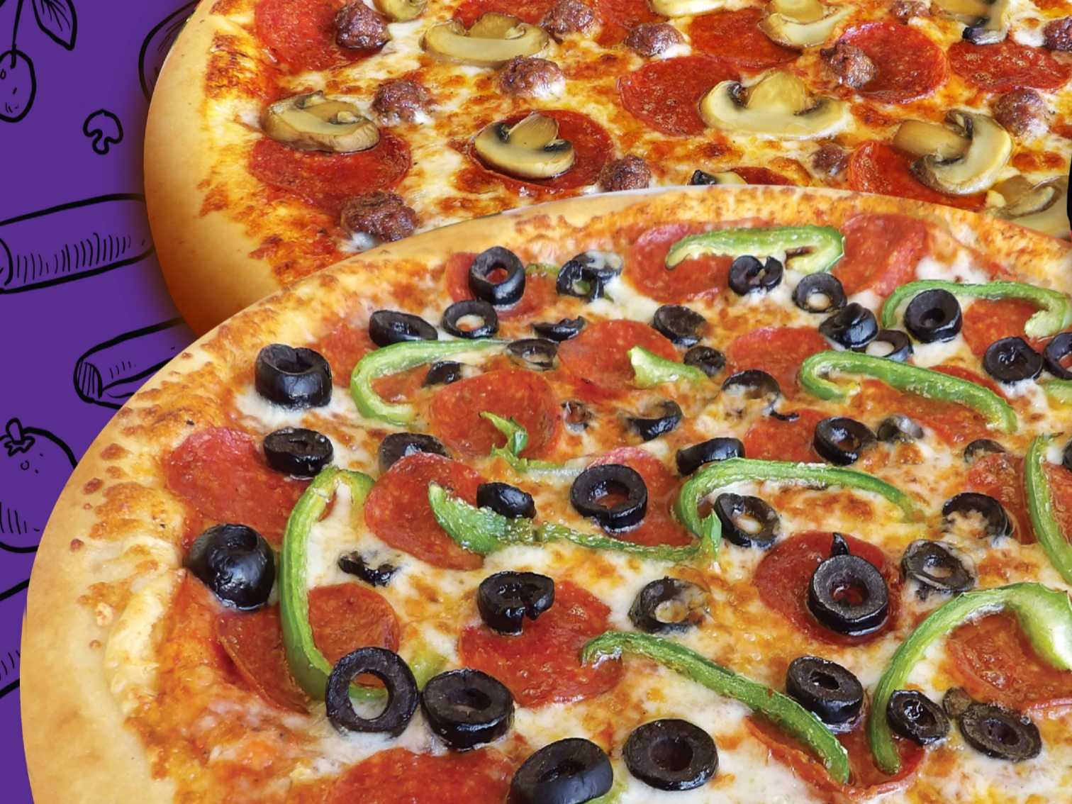 2 PIZZAS GRANDES DE 3 INGREDIENTES