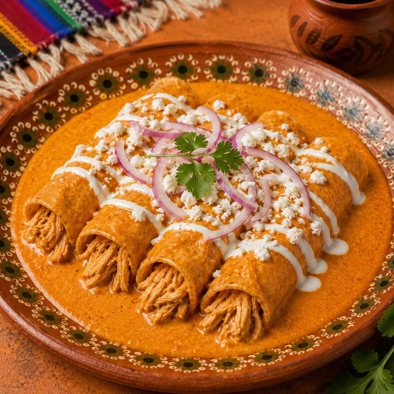 Enchiladas de Pollo en Salsa Habanera