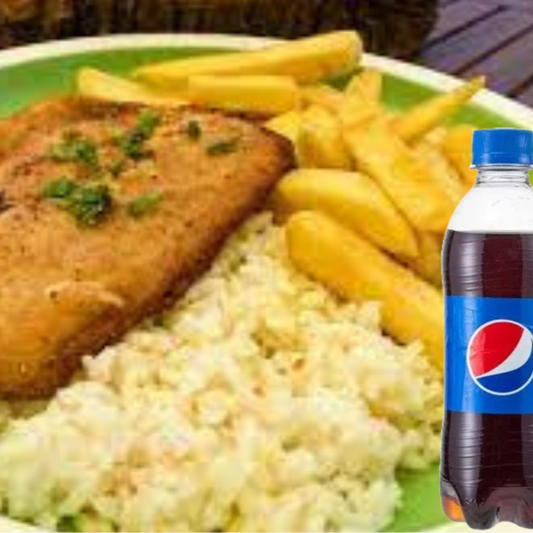Milanesa de Pollo + Papas fritas + Gaseosa 355 ml