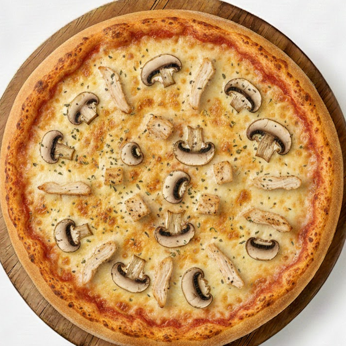 PIZZA MEDIANA (27 CM) POLLO CON CHAMPIÑONES