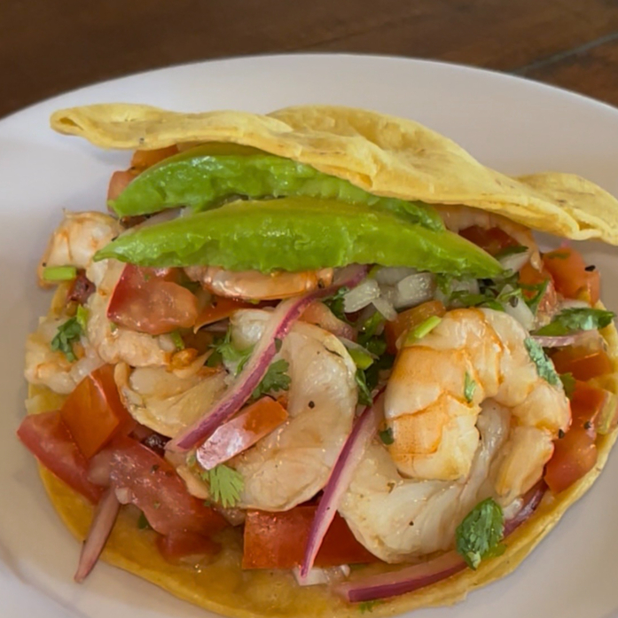 Tostada de Ceviche de Camarón