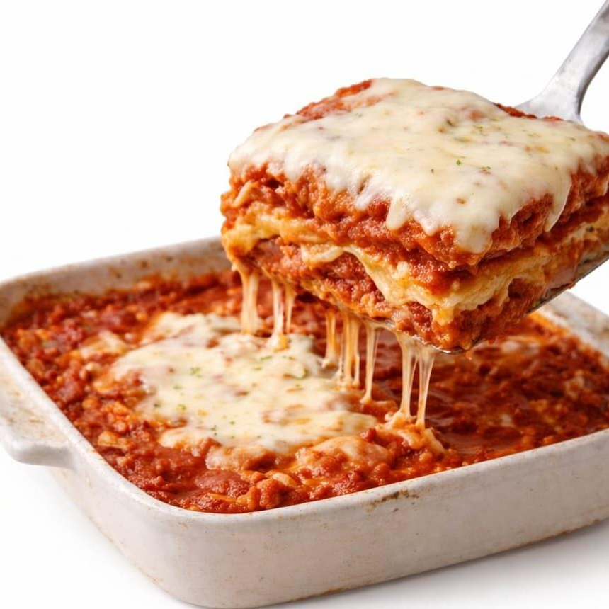 Massa fresca produzida artesanalmente na casa, molho de tomate caseiro, requeijão, queijo mussarela.