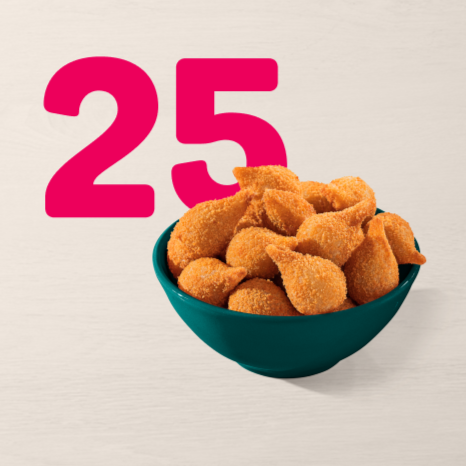 A Minicoxinha do Ragazzo é a definição de perfeição! Escolha 25 Minicoxinhas de qualquer sabor. Cuidado, recheio quente.