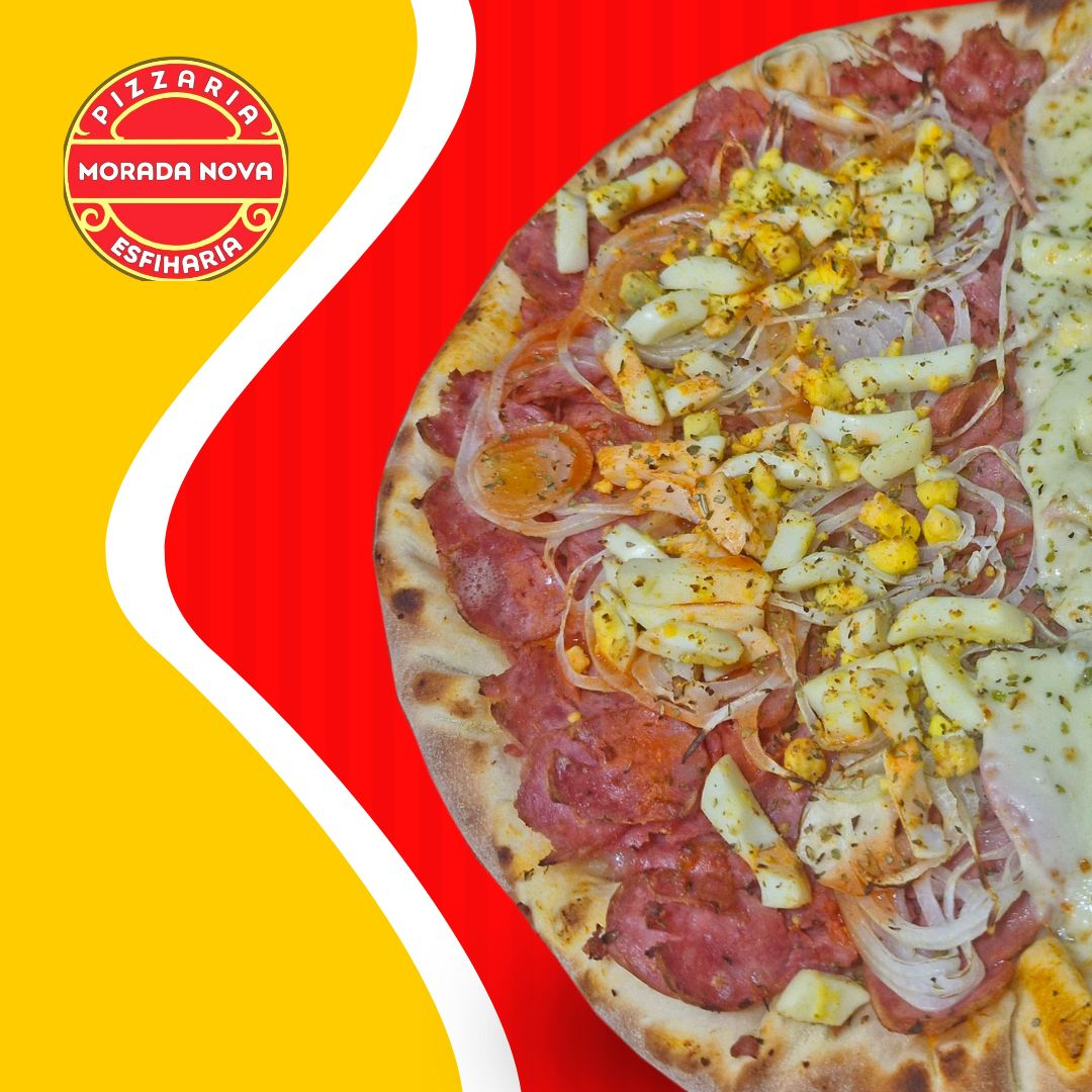 Uma explosão de sabores nordestinos em cada fatia! Nossa deliciosa combinação leva calabresa suculenta, ovos fresquinhos, cebola selecionada, azeitonas saborosas e um toque especial de pimenta, com nosso tradicional molho de tomate artesanal. 🔥 Perfeita para quem ama um sabor marcante, levemente picante e cheio de personalidade!