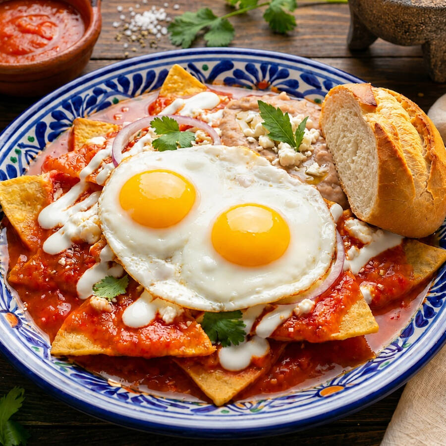 ⭐Chilaquiles con Huevos Estrellados + Horchata