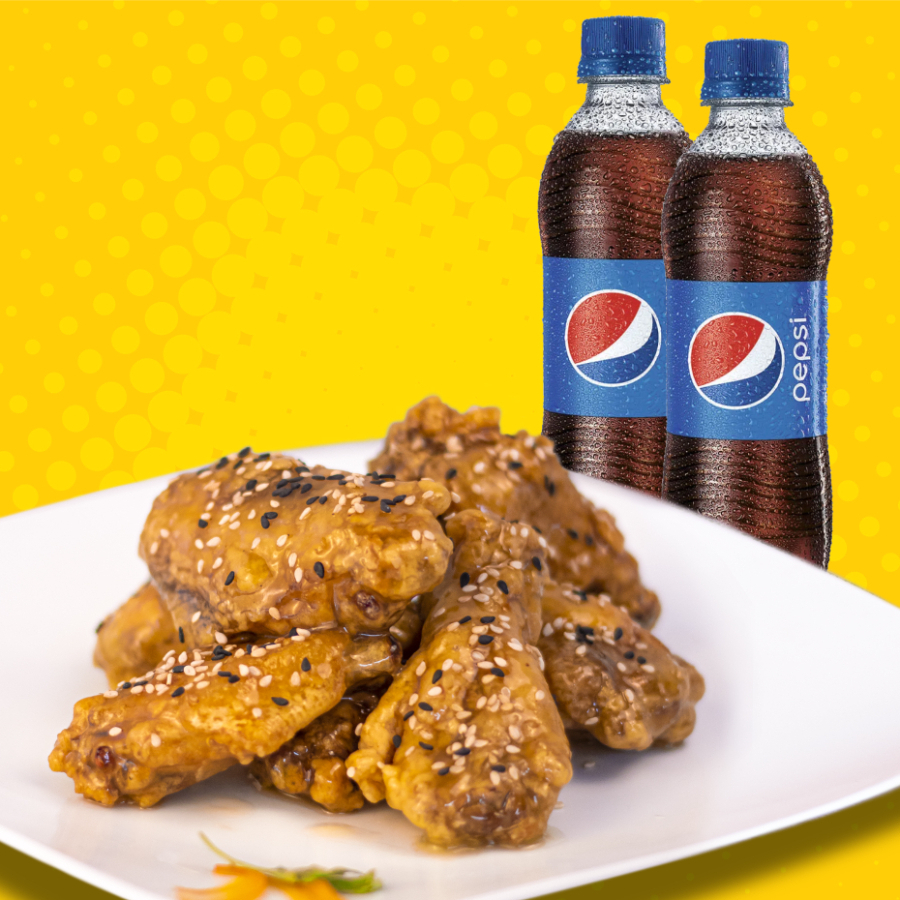 6 Alitas + 2 pepsis