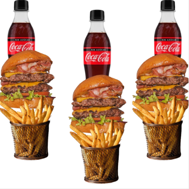 3 Hamburguesas Doble + 3 Papas +3 Coca Colas