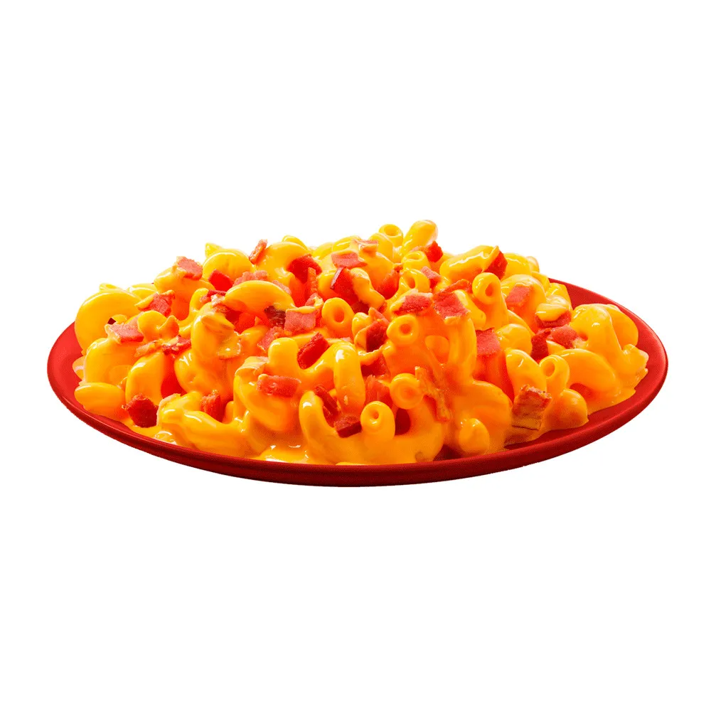 Macarrão, cheddar em creme, bacon, especiarias temperada levemente picante e mussarela para finalizar. 300gr ,,, OK