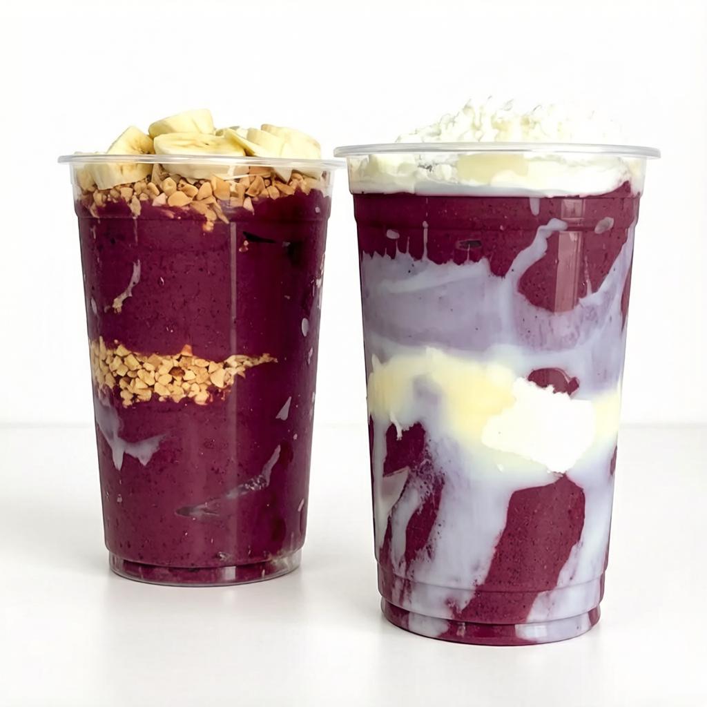 Combo dois copos 550 ml — Açaí cremoso com 4 acompanhamentos inclusos. Leve mais por menos e aproveite!