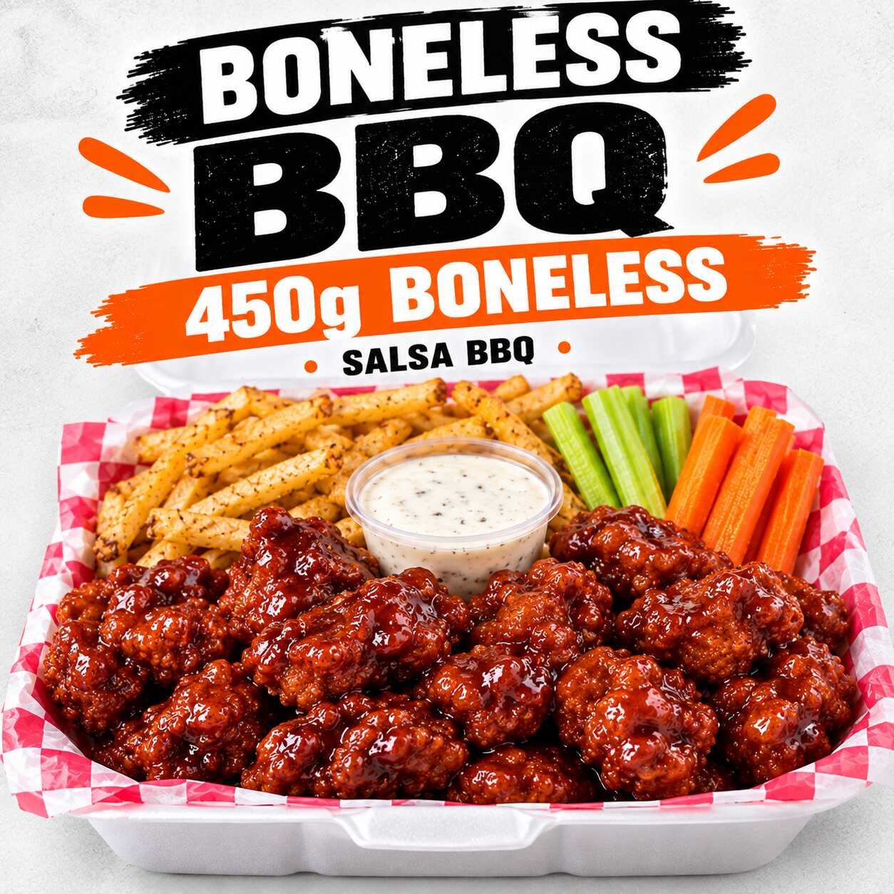 COMBO Boneless BBQ 450g + Papas y Ranch