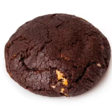 Cookie de chocolate com gotas de chocolate branco, ao leite e amargo. Magnífico.