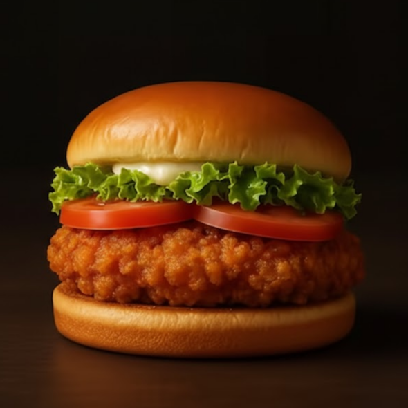 "Crocrante por fora, suculento por dentro! Nosso hambúrguer de frango crocante vem acompanhado de : Pão Brioche, Disco de Frango crocante da Seara, Maionese Grill Defumada, Tomate, Alface e Cebola Branca.