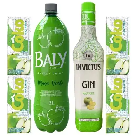 combo gin mação verde 4 gelos e 1 bally