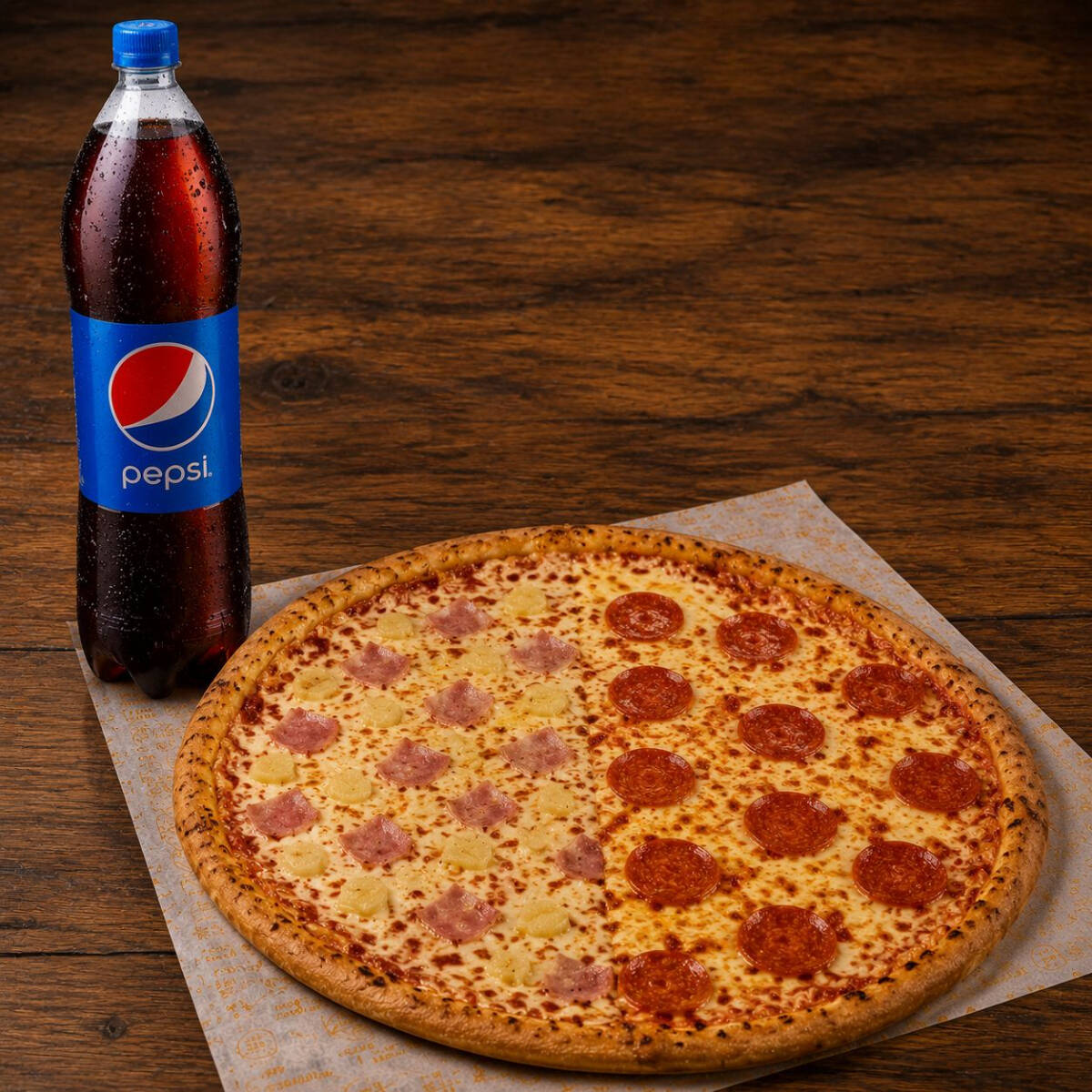 Combo Mitad Hawaina Pepperoni Grande(mundialista)
