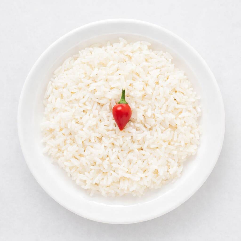 Arroz Cristal soltinho na marmita cheia.