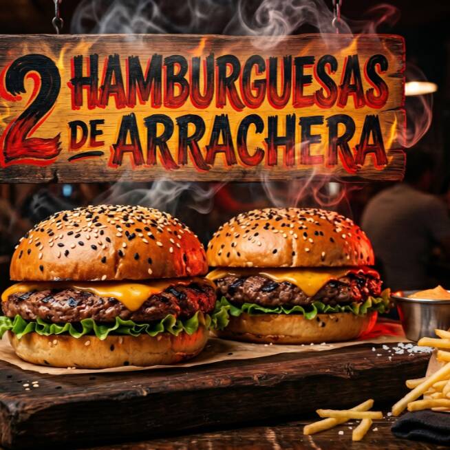 2 Hamburguesas de Arrachera con Papas