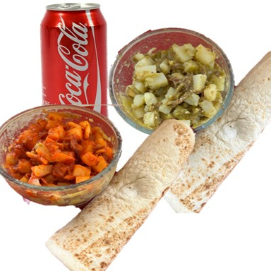 COMBO 1 Burrito Verde + 1 Burrito de Rojo + Coca