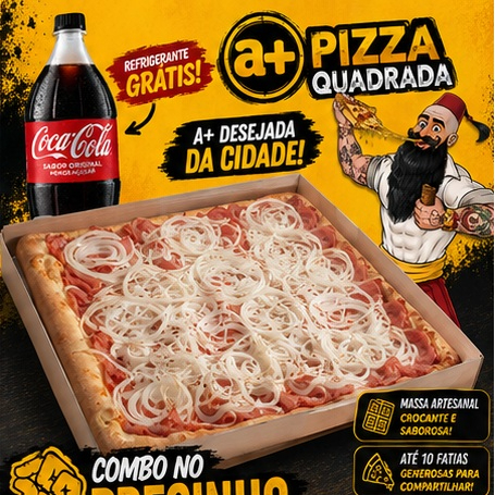 Combo 99 - 1 Pizza Quadrada 10 Fatias + Broto doce + Refrigerante