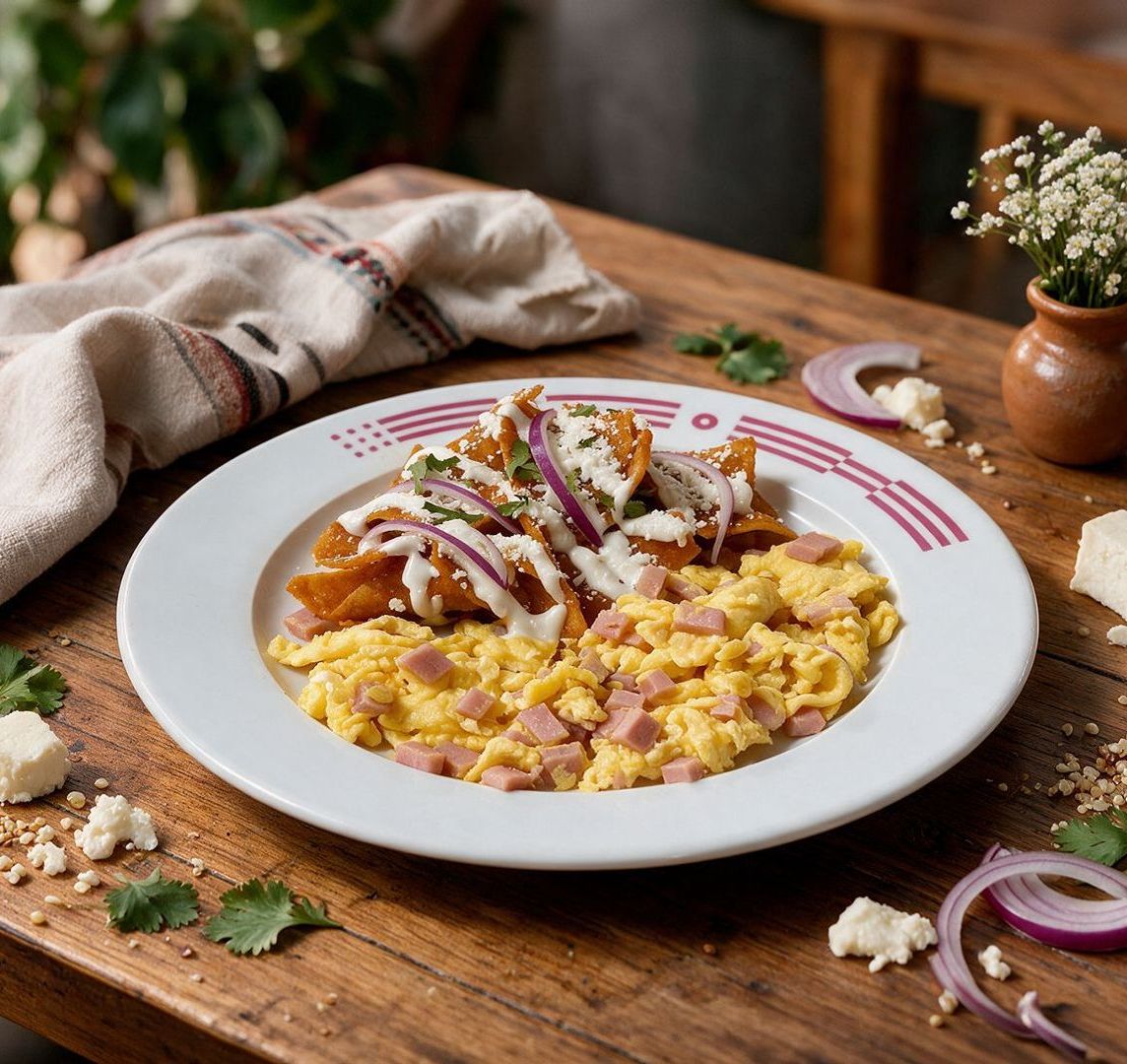 Huevo revuelto con chilaquiles