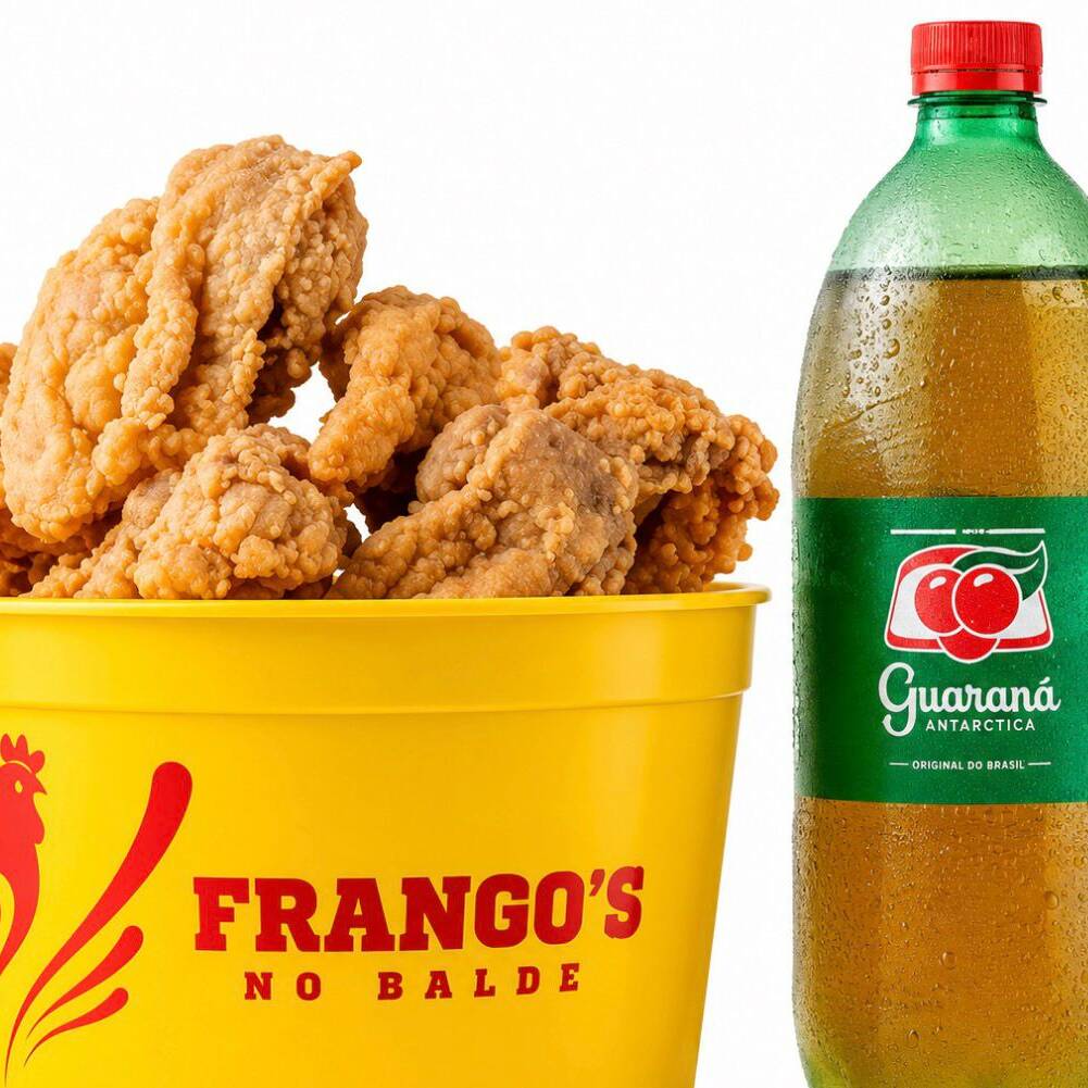 Balde G de Parmelé, filezinhos de frangos empanados com queijo parmesão + 01 Refri 1 Litro. (Serve de 3 a 4 pessoas). Frango frito.