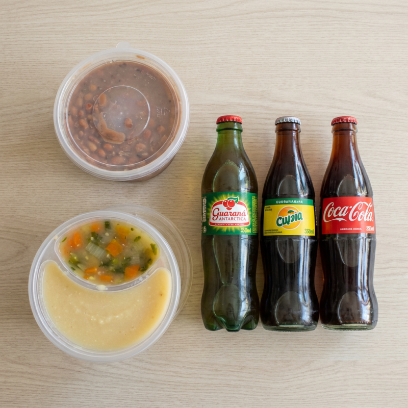 Escolha 3 sopas ou 3 caldos+ 3 refrigerantes 350ml Sopa tamanho 600ml bem caprichado