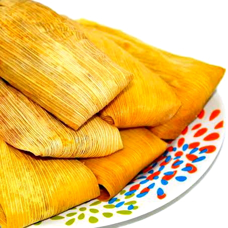 Tamales en Hoja de Maíz 1/2 Docena.(POLLO ROJO)