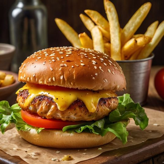Burger De Pollo con Papas