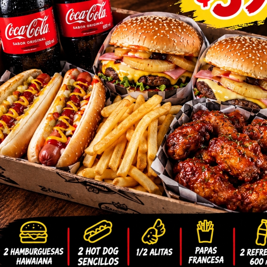 COMBO FAMILIAR HAWAIIAN - 2 BEBIDAS