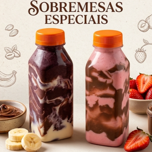 Combo Explosão de Nutella 💥
A união imbatível dos dois queridinhos da casa:
• 1x Açaí batido com banana creme de ninho, Nutella e paçoca
• 1x Batida de Morango com Nutella
300 ml cada