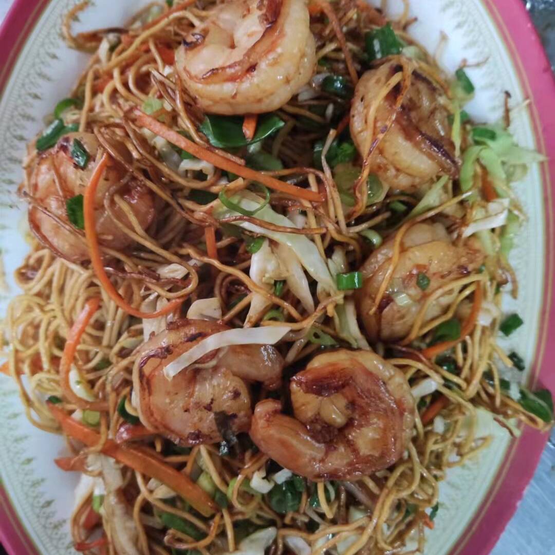 Chop Suey Seco con Camarones Medio虾炒面