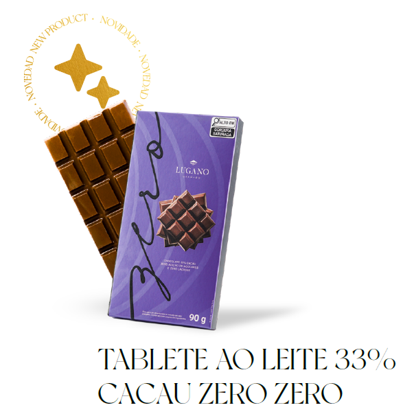 Tablete ao leite 33% cacau zero açucar e zero lactose 90g