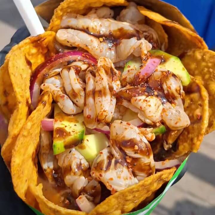 Tosti Aguachile (Camarón Curtido)