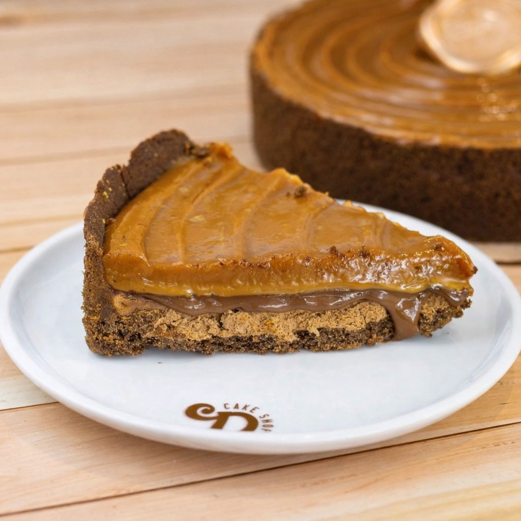 base de biscoito Maria amanteigado, brigadeiro ao leite e caramelo salgado