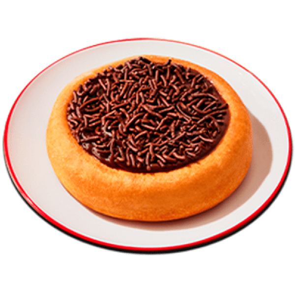 Mini disco de 8,5cm de massa pan coberta com brigadeiro Moça®