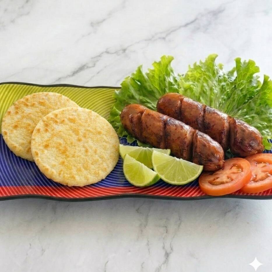 Arepas Colombianas + Chorizos Santarrosano