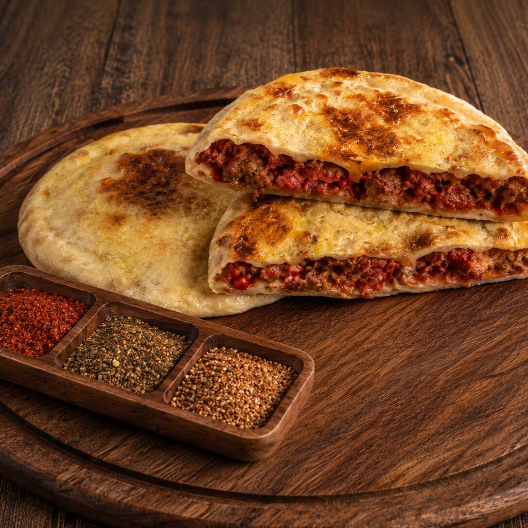 A união perfeita entre o sabor intenso do sujuk sírio e a cremosidade do queijo muçarela derretido, servidos sobre massa artesanal assada até ficar dourada.
-----tags-----
esfiha, muhammara, comida árabe, culinária síria, artesanal, gourmet, delivery, almoço, jantar, lanche, assado, forno, especialidade da casa, ingredientes frescos, sabor oriental