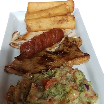 Bandeja Mixta Carne de Res, Pechuga y Chorizo