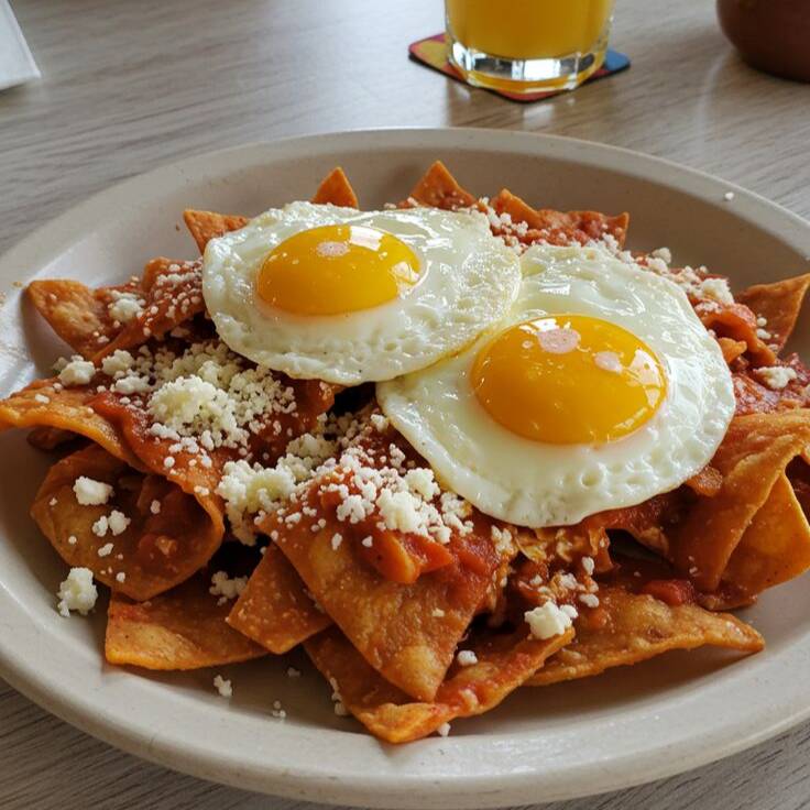 Platillo de Chilaquiles con 2 Huevos Estrellados