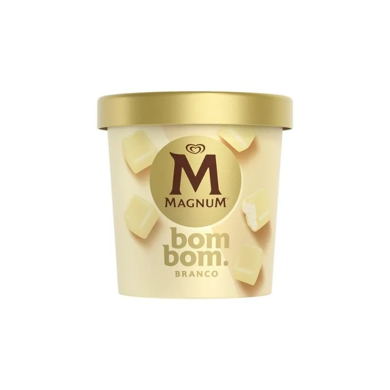 Para os verdadeiros amantes de chocolate! Multiplique o prazer com Magnum e descubra o novo pote Magnum Bombom Branco. São 20 Bombons com a melhor experiência do Chocolate Branco de Magnum. Irresistível e inédita combinação no formato bombom de sorvete cremos sabor baunilha com a melhor cobertura crocante de chocolate branco que só Magnum tem!