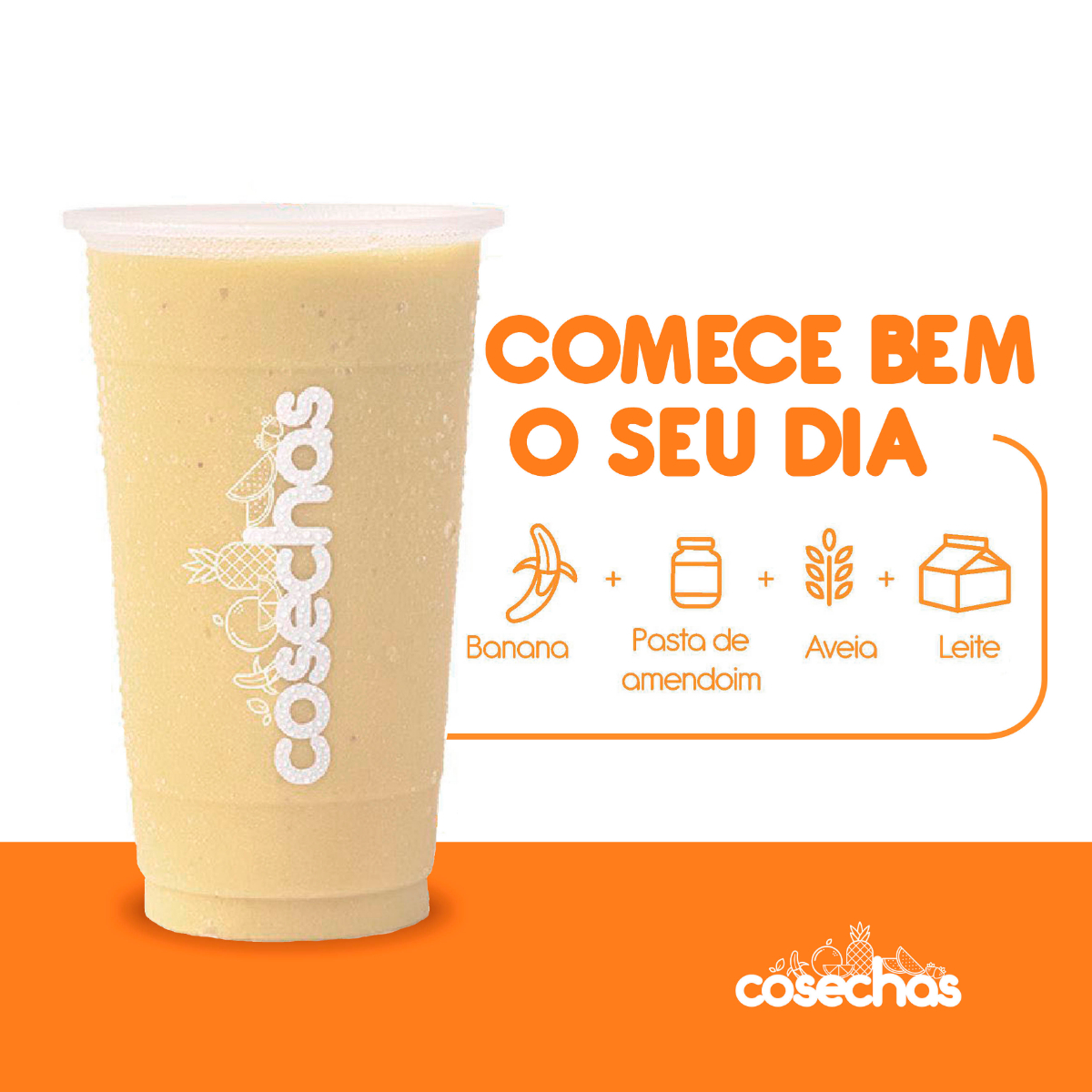 A banana se combina à pasta de amendoim, à aveia e ao leite em uma bebida cremosa, com ingredientes que fazem parte de muitas rotinas matinais.