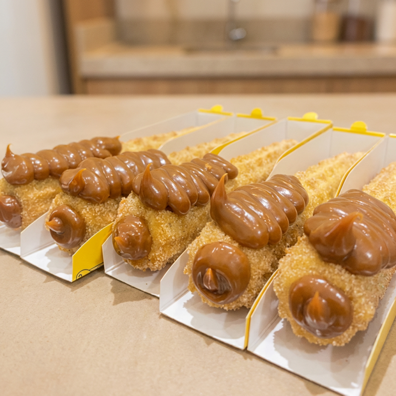Apresentamos o 'Churros Combo Tradicional Doce de Leite' com 08 unidades magníficas. Estes churros são meticulosamente preparados no momento do seu pedido, garantindo uma experiência gastronômica fresca e inesquecível. Super sequinhos, eles são delicadamente passados em uma mistura de açúcar com canela, criando uma crosta crocante e aromática que contrasta perfeitamente com o recheio macio. Faland