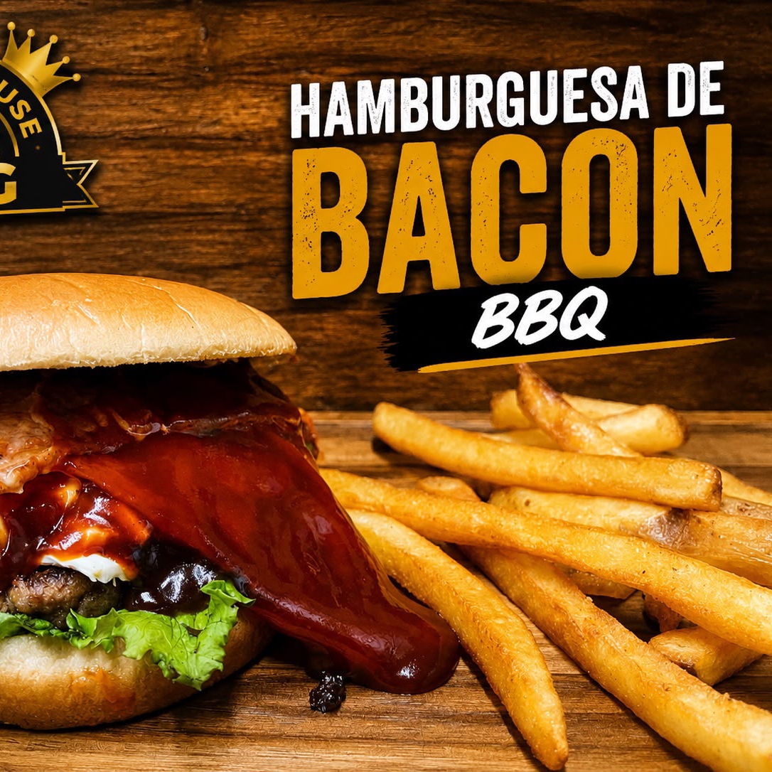 Hamburguesa Bacon BBQ con papas