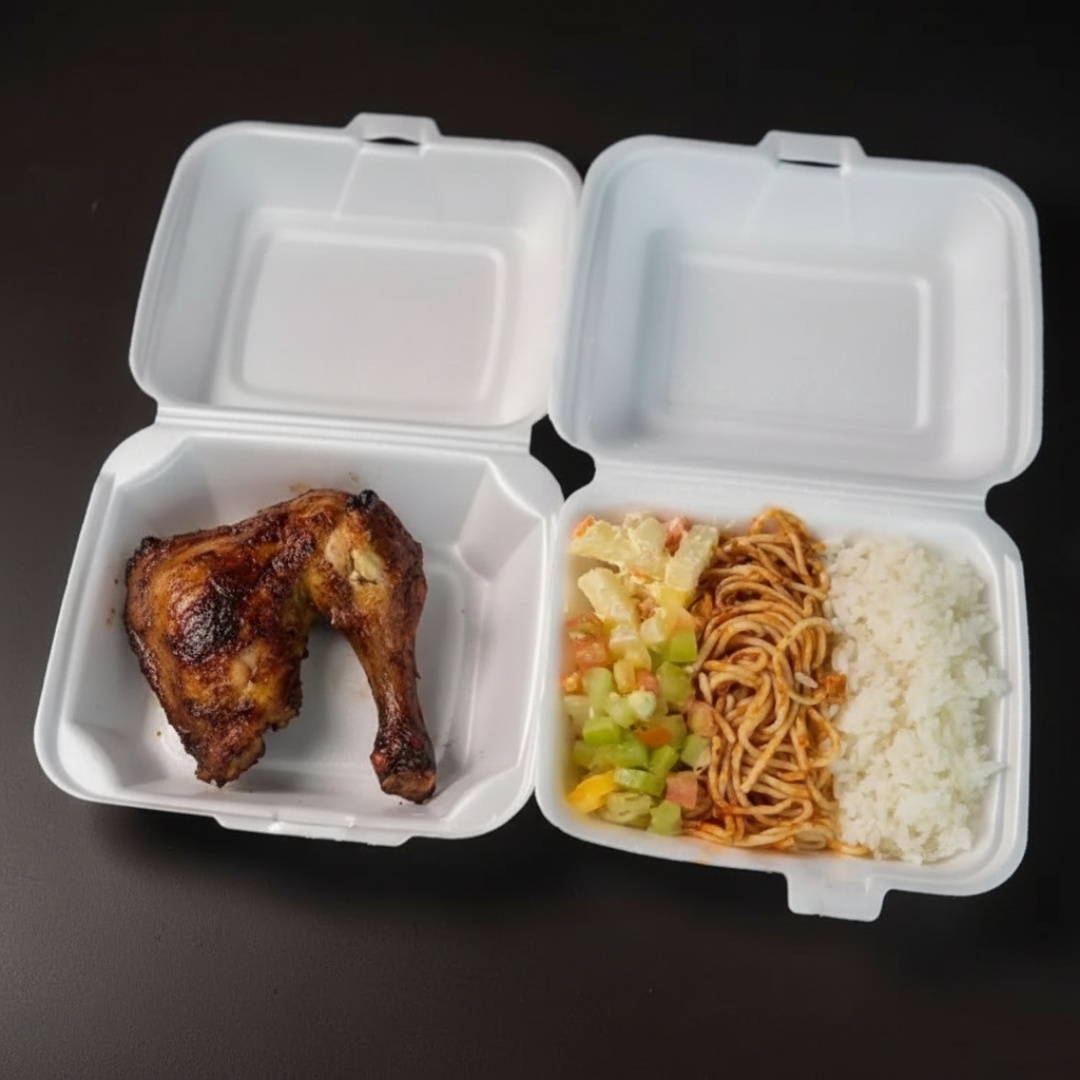 Feijão Tropeiro, Arroz Branco, Macarrão e Vinagrete