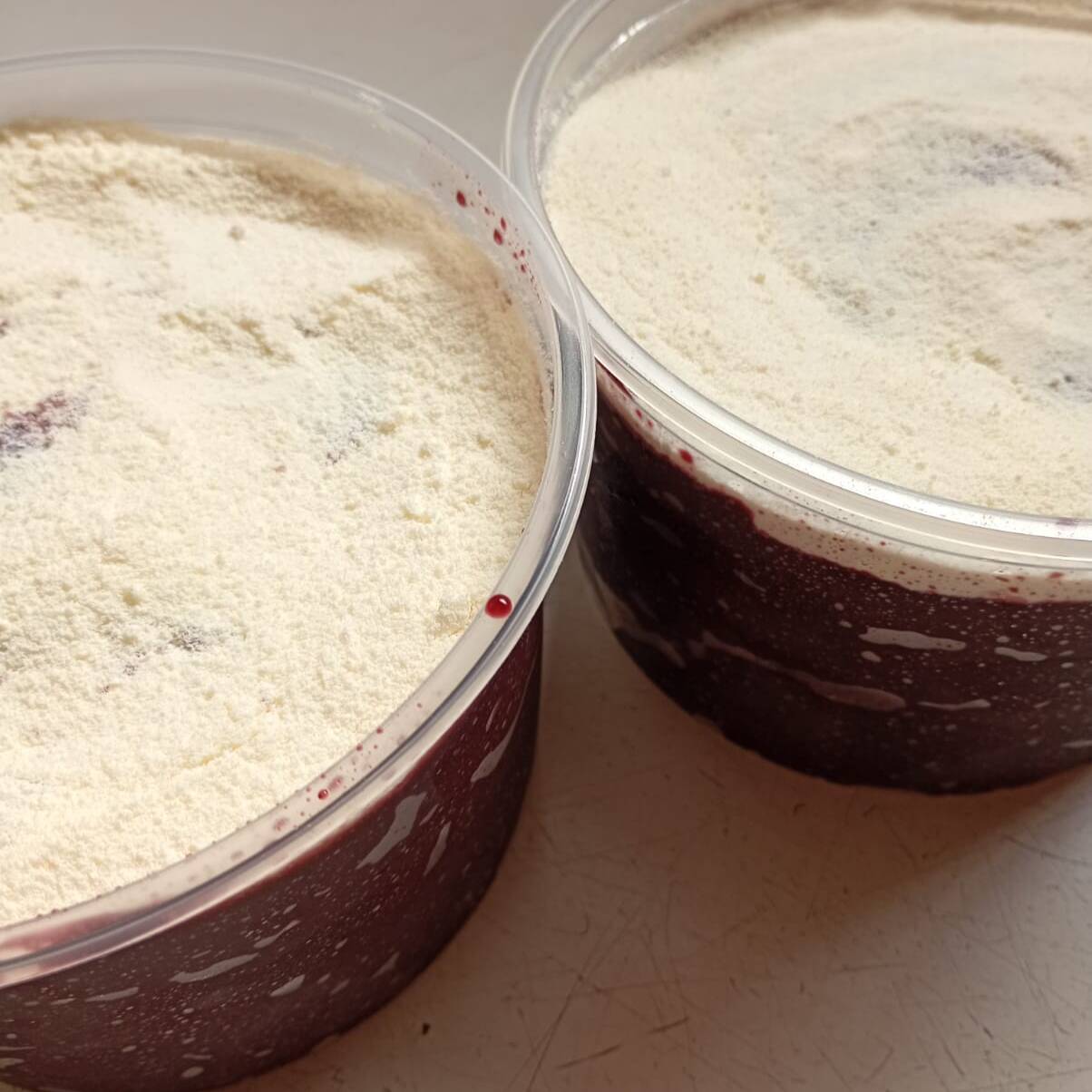 Delicioso açaí no pote de 1 litro acompanhado de leite em pó.