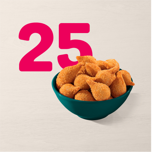 A Minicoxinha do Ragazzo é a definição de perfeição! Escolha 25 Minicoxinhas de qualquer sabor. Cuidado, recheio quente.